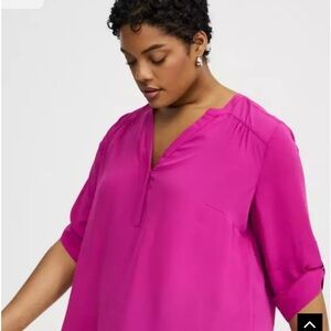 Torrid Fuchsia V-Neck Blouse